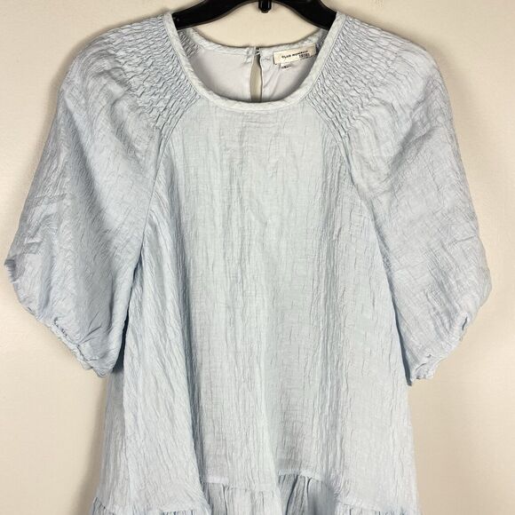 Club Monaco Dress Womans Sz Large Babydoll Coquette Sky Blue Girlie - Picture 3 of 9